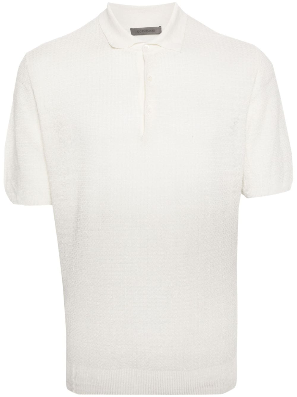 Corneliani Ribbed-knit Polo Shirt In White