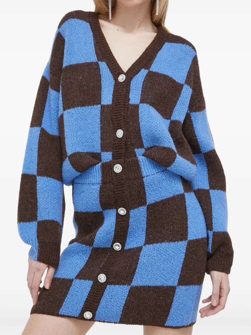 Stine Goya checkerboard button mini skirt - Blu