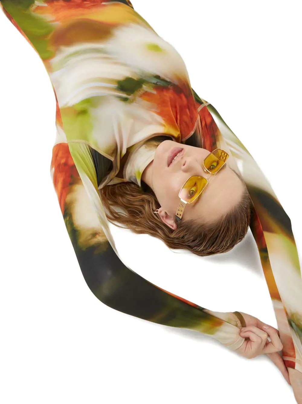 Stine Goya Midi-jurk met print en lange mouwen Beige