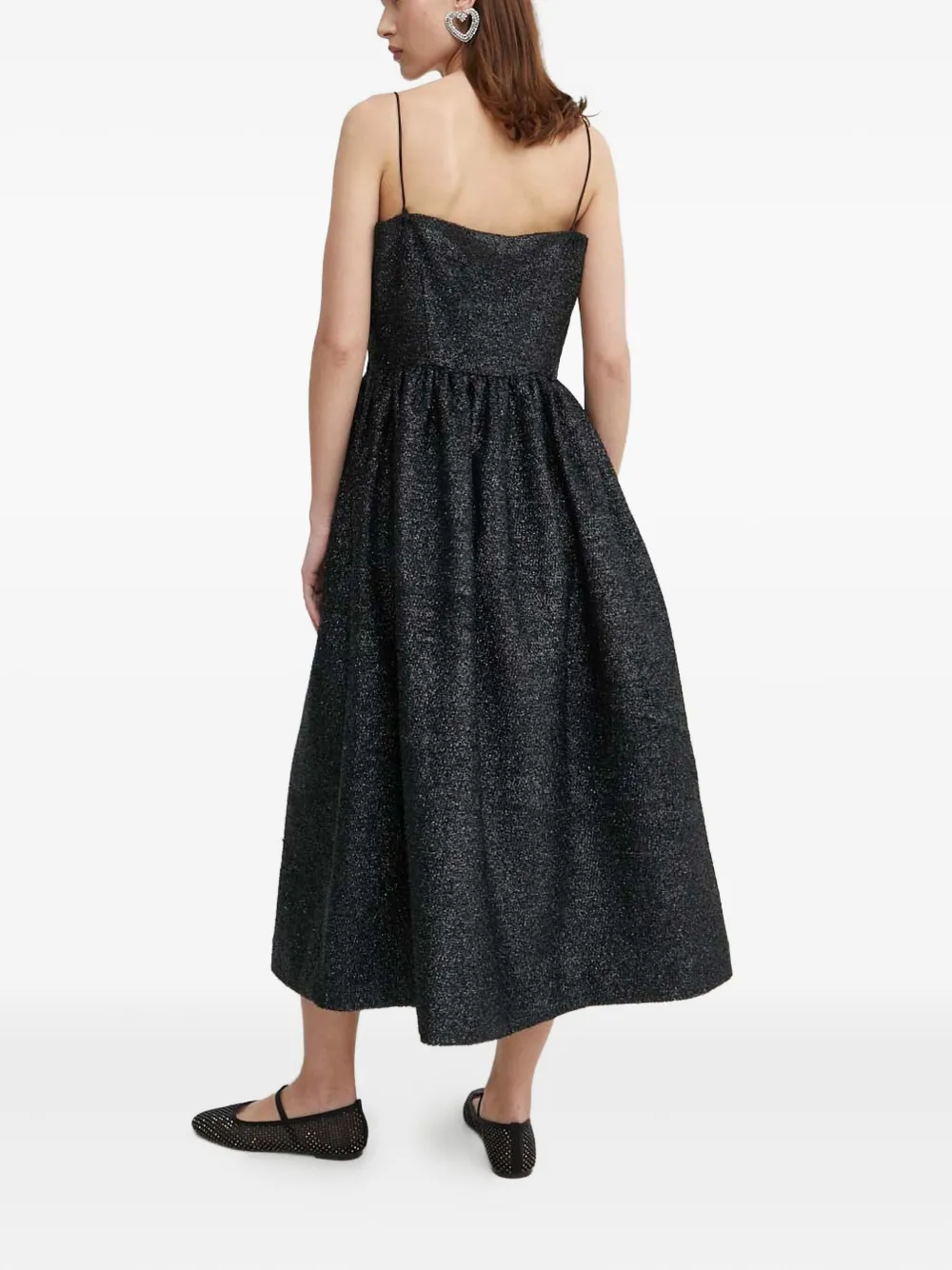 Stine Goya Square-neck Midi Dress In Black