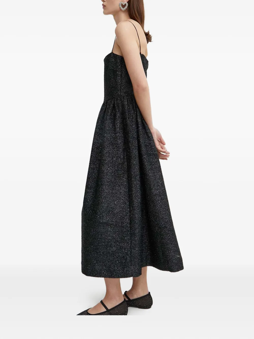 Stine Goya Square-neck Midi Dress In Black