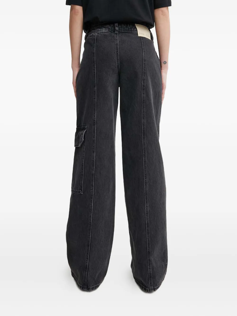 Stine Goya Button Cargo-pocket Jeans In Black