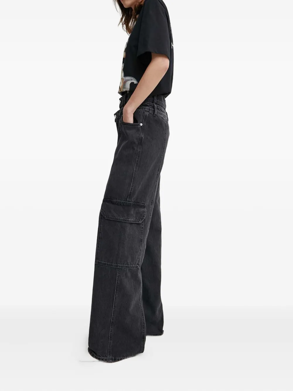 Stine Goya Button jeans met cargo zak - Zwart