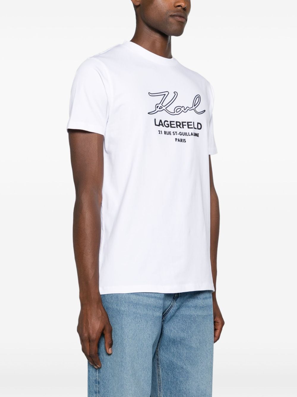 Shop Karl Lagerfeld Logo-appliqué Cotton T-shirt In White