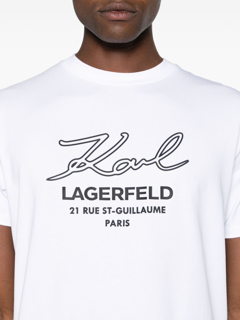 Shop Karl Lagerfeld Logo-appliqué Cotton T-shirt In White