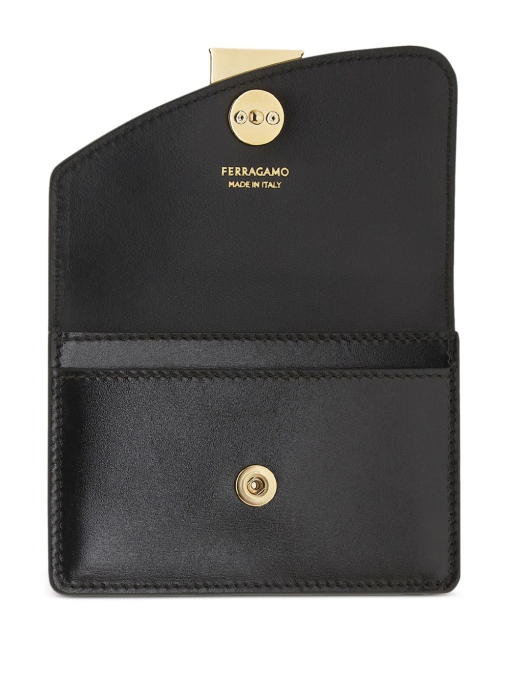 Shop Ferragamo Fiamma Leather Cardholder In Black