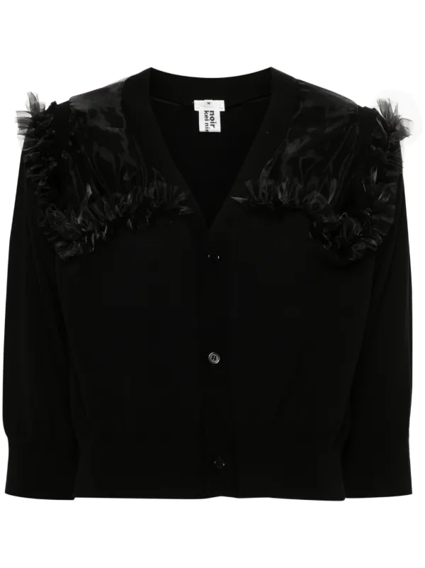 Black Comme Des Garcons organza detail Knitted Cardigan Farfetch