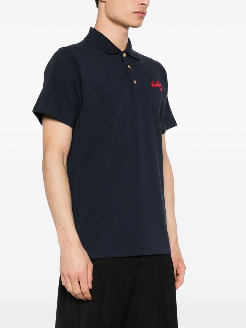 Shop Bally Logo-embroidered Polo Shirt In Blue