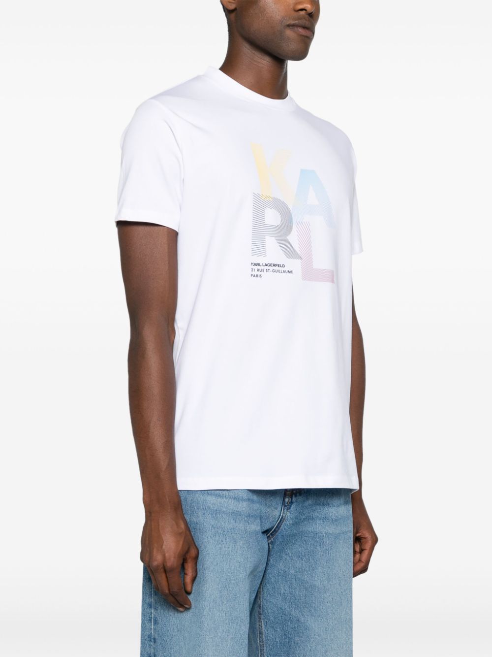 Shop Karl Lagerfeld Logo-print Cotton T-shirt In White