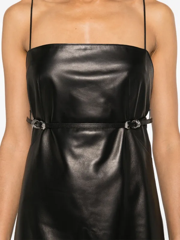 Givenchy Belted Leather Mini Dress | Black | FARFETCH