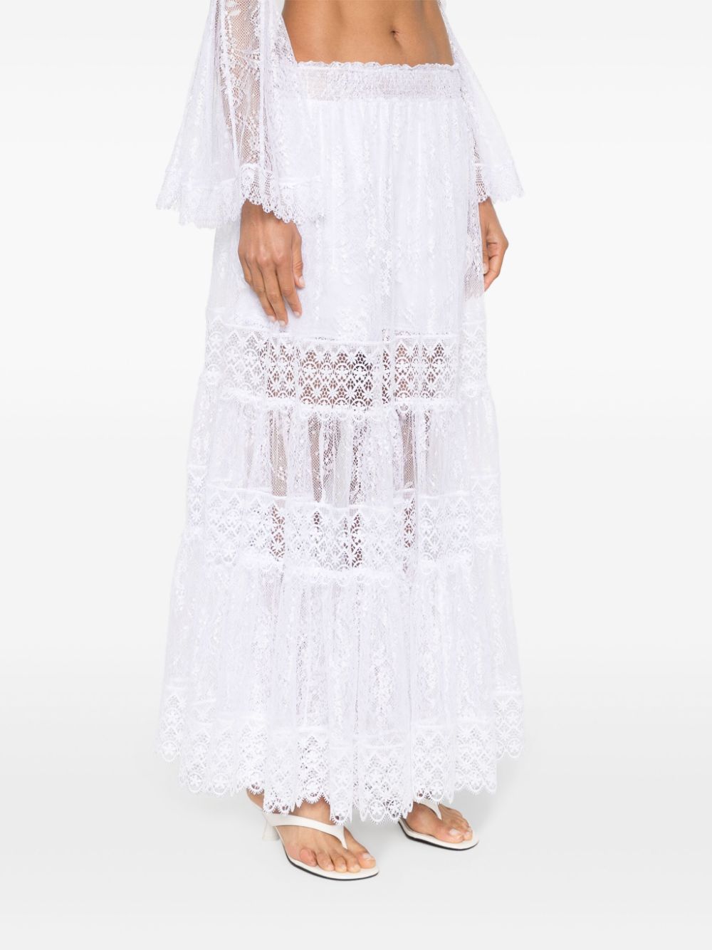 Shop Charo Ruiz Simet Lace Long Skirt In White