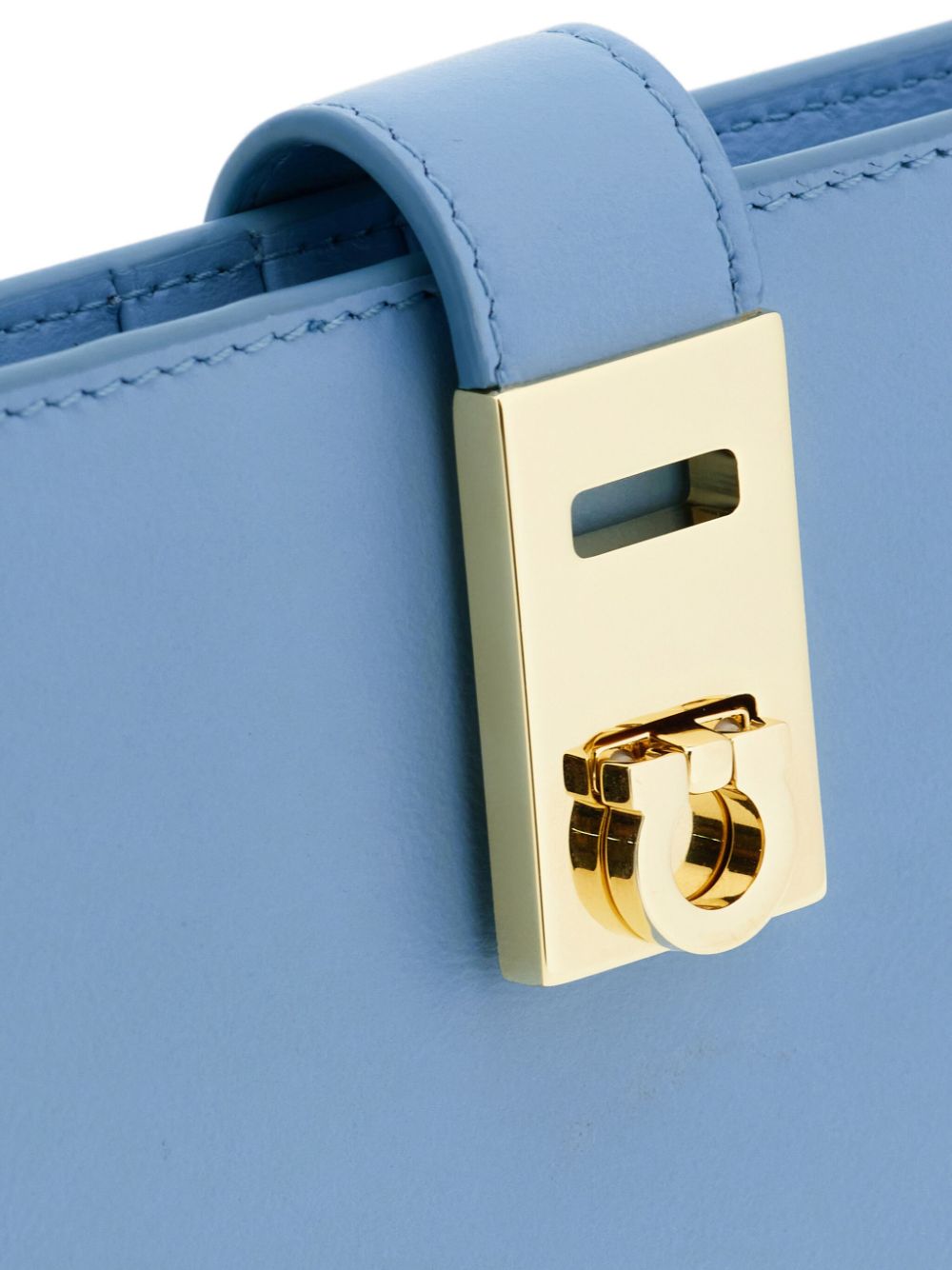Shop Ferragamo Hug Gancini-lock Leather Wallet In Blue