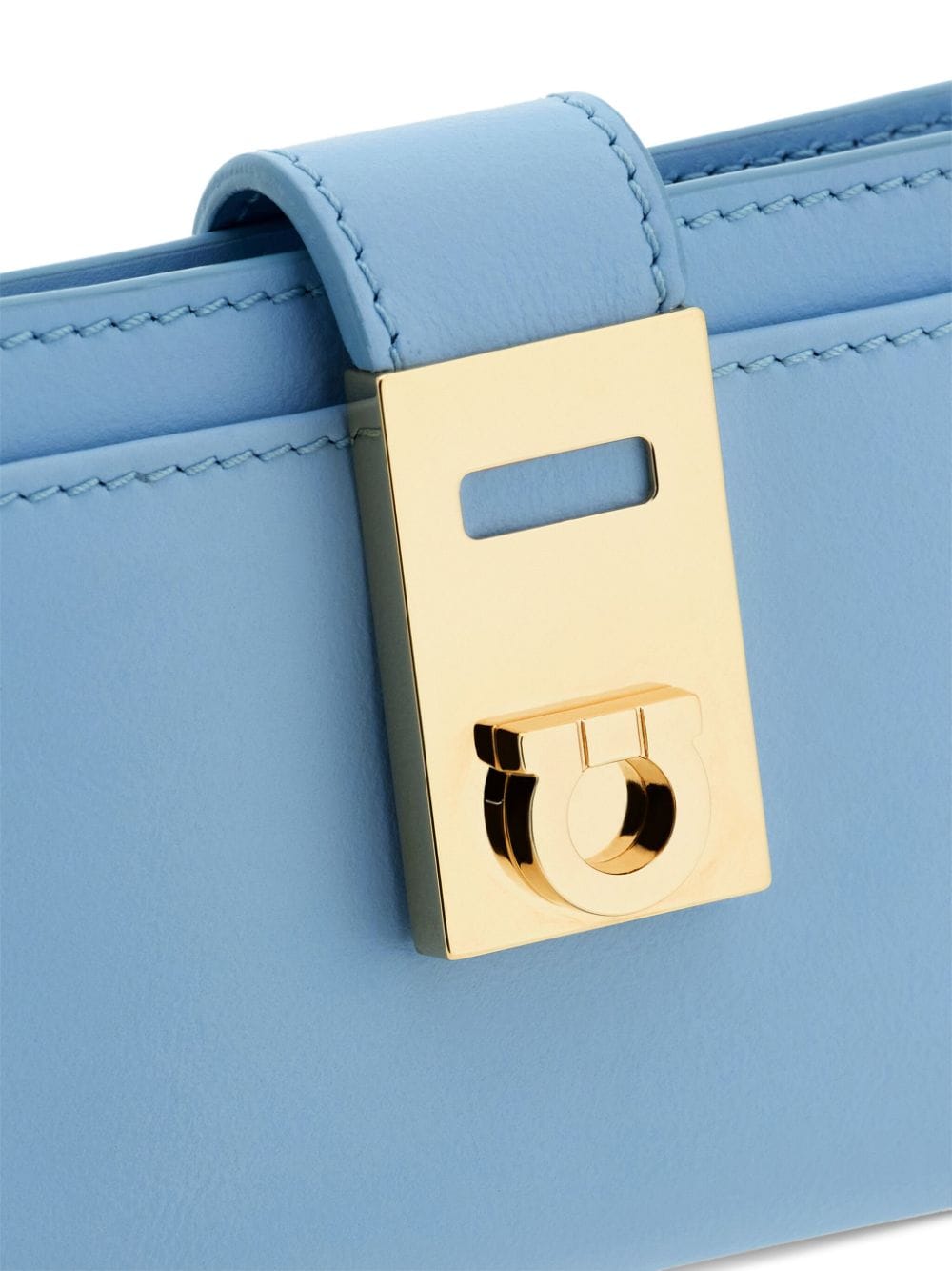 Shop Ferragamo Hug Leather Cardholder In Blue