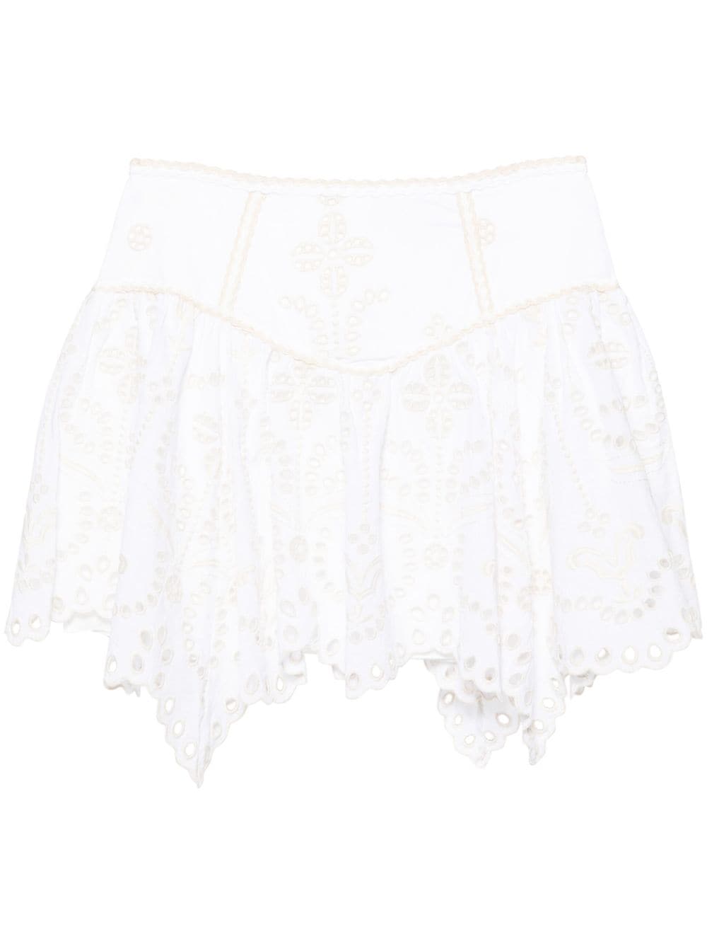 Charo Ruiz Pauline Embroidery Mini Skirt In White