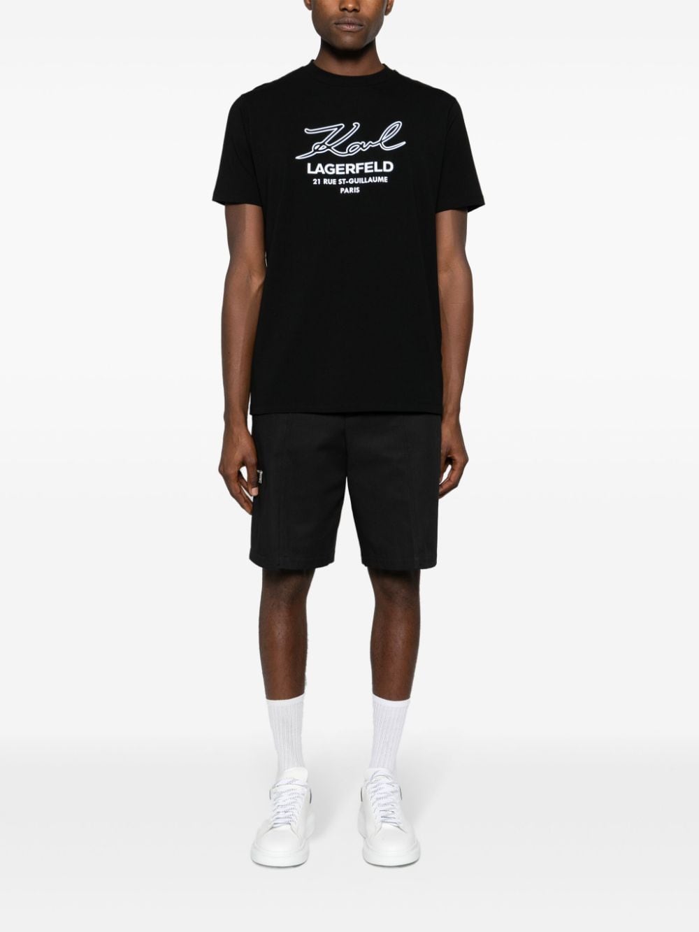 Shop Karl Lagerfeld Logo-appliqué Cotton T-shirt In Black