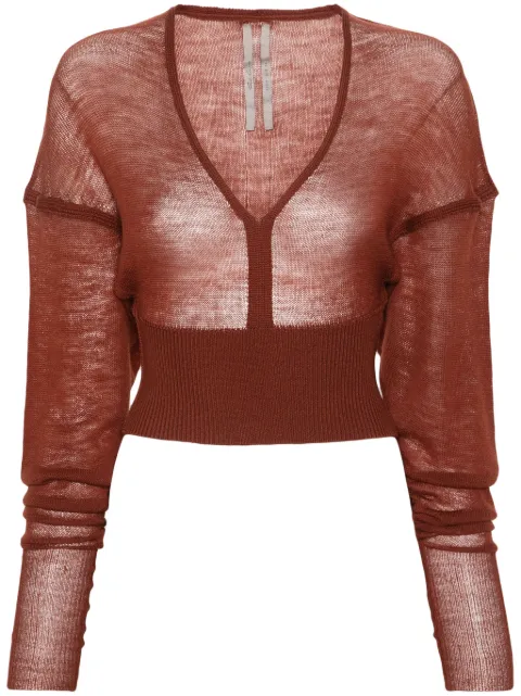 Rick Owens LS V fine-knit cropped jumper