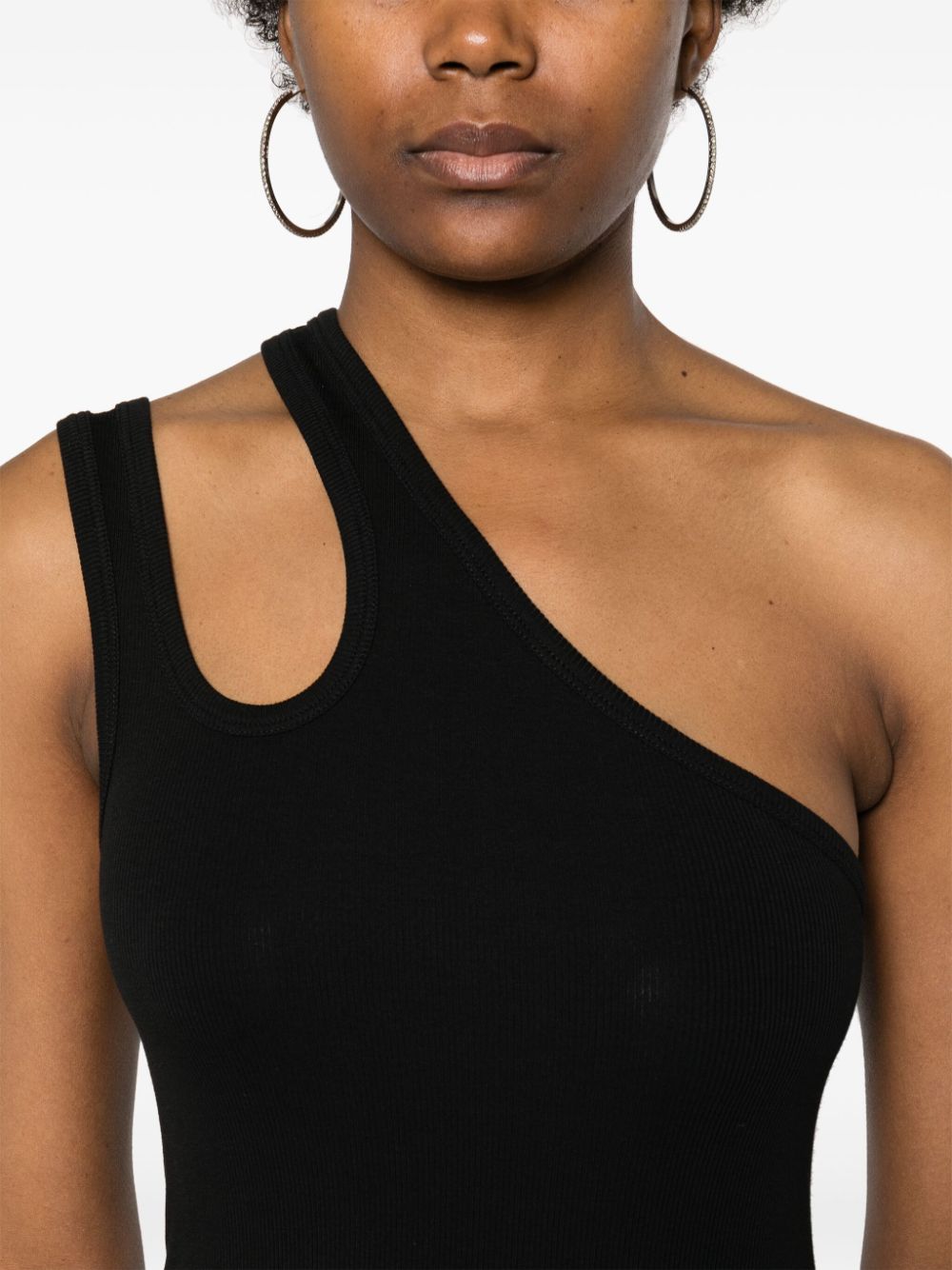 Shop Remain Logo-embroidered One-shoulder Top In Black