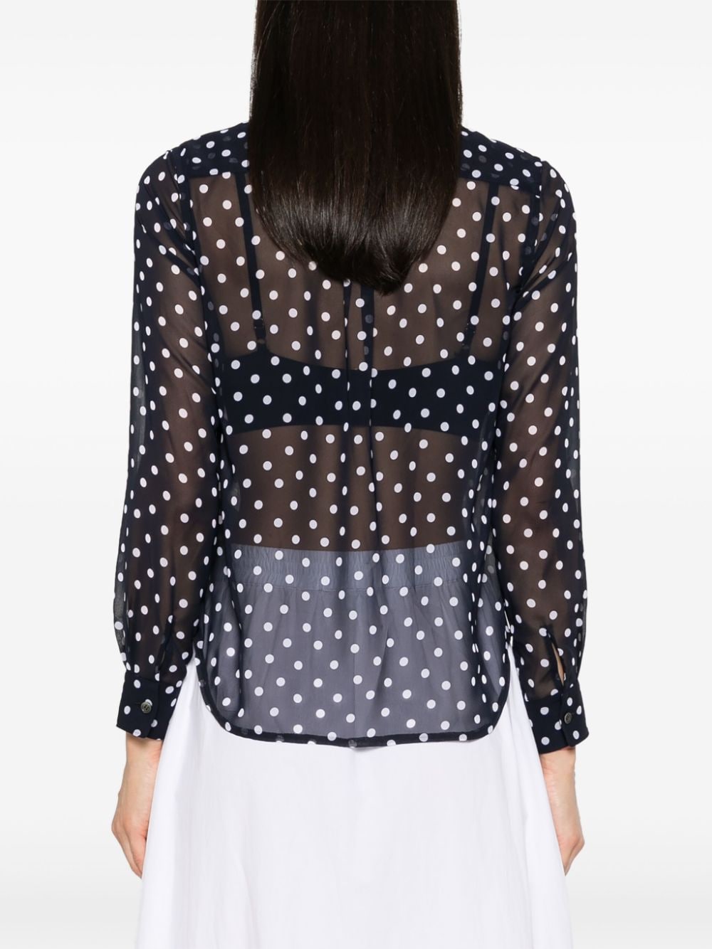 Shop Comme Des Garçons Comme Des Garçons Polka Dot-print Semi-sheer Blouse In Blue