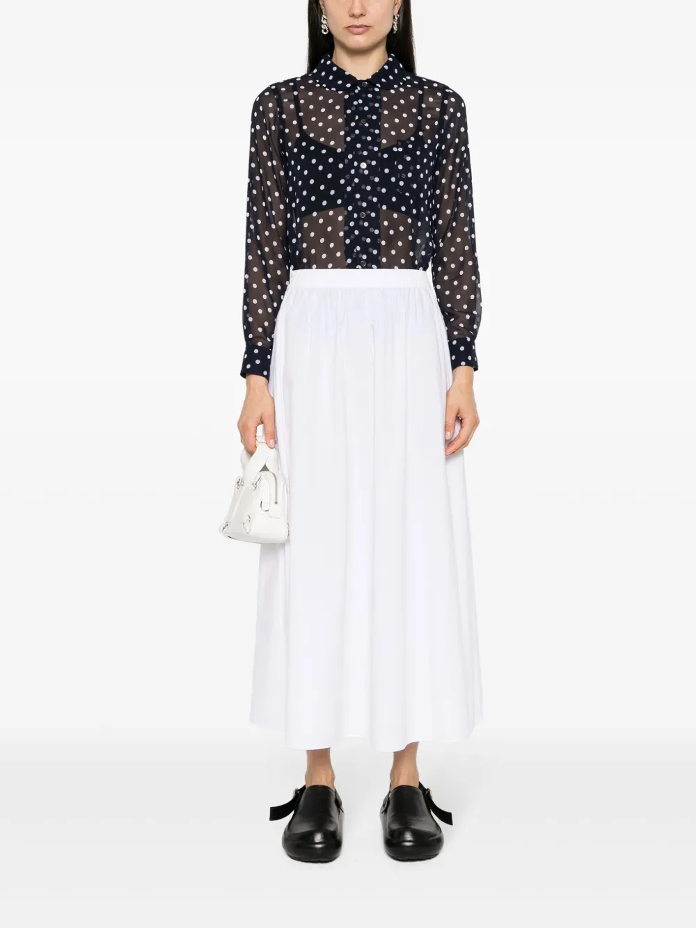 Comme Des Garçons Comme Des Garçons polka dot-print semi-sheer blouse - Blauw
