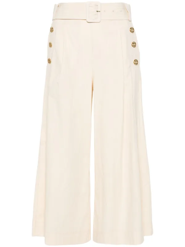 Womens white wide leg cropped pants best sale