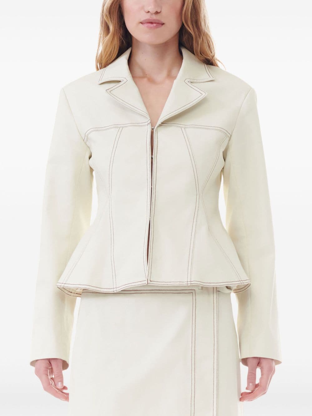 Shop Ganni Contrast-stitch Jacket In Weiss