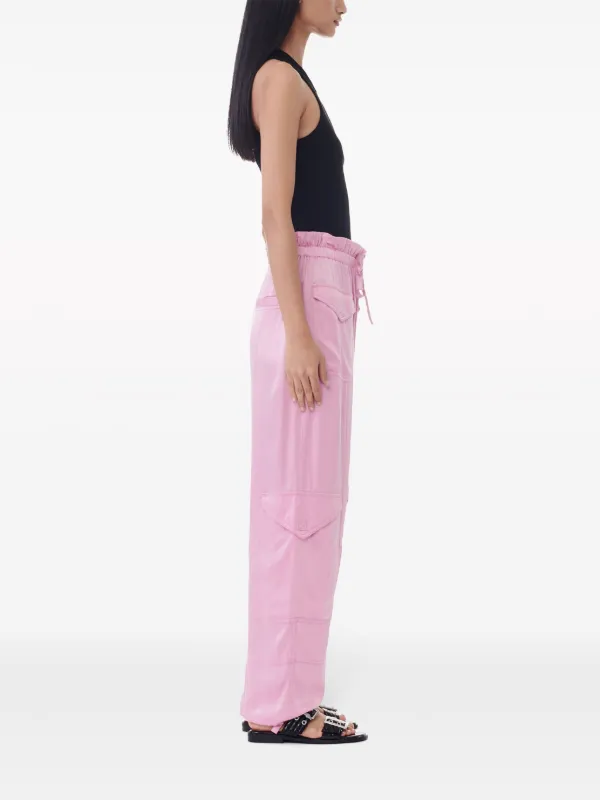 GANNI Drawstring Cargo Trousers | Pink | FARFETCH