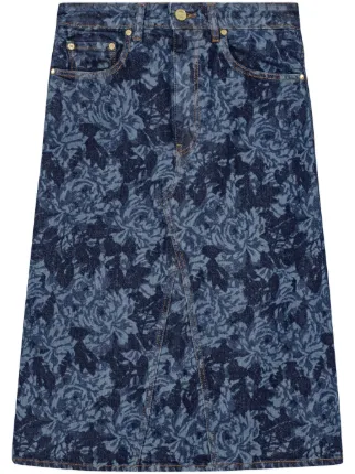 スカート Blue Flower Denim Skirt FLORAL DENIM SKORT - Blue | ZARA Canada