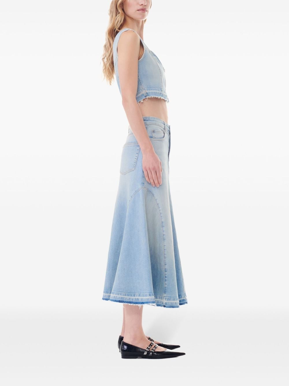 Shop Ganni A-line Denim Skirt In Blue