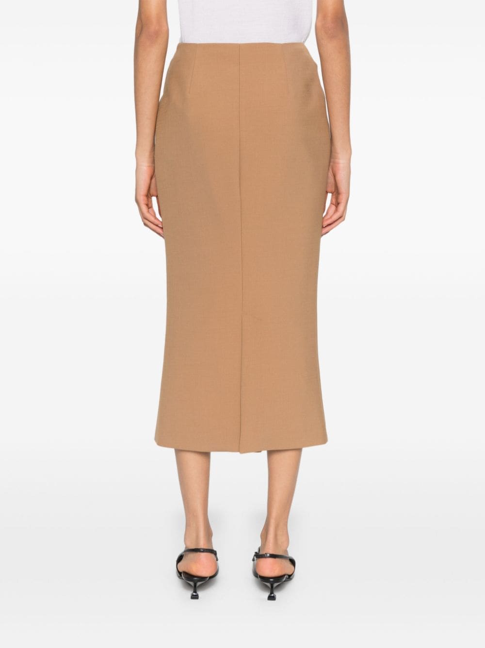 Shop Viktor & Rolf High-waisted Midi Pencil Skirt In Brown