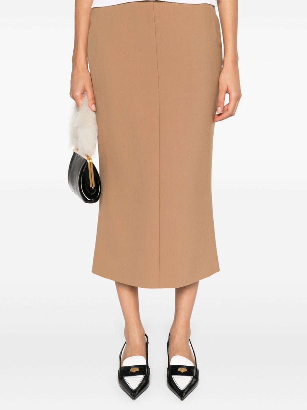 Shop Viktor & Rolf High-waisted Midi Pencil Skirt In Brown