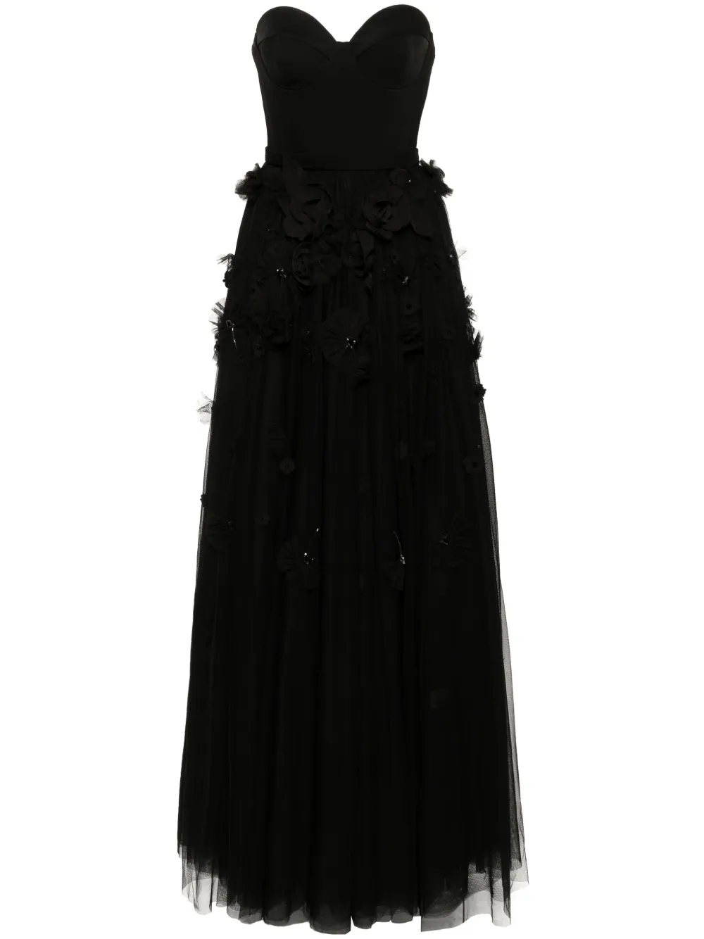 Viktor & Rolf Floral-appliqué Dress In Black