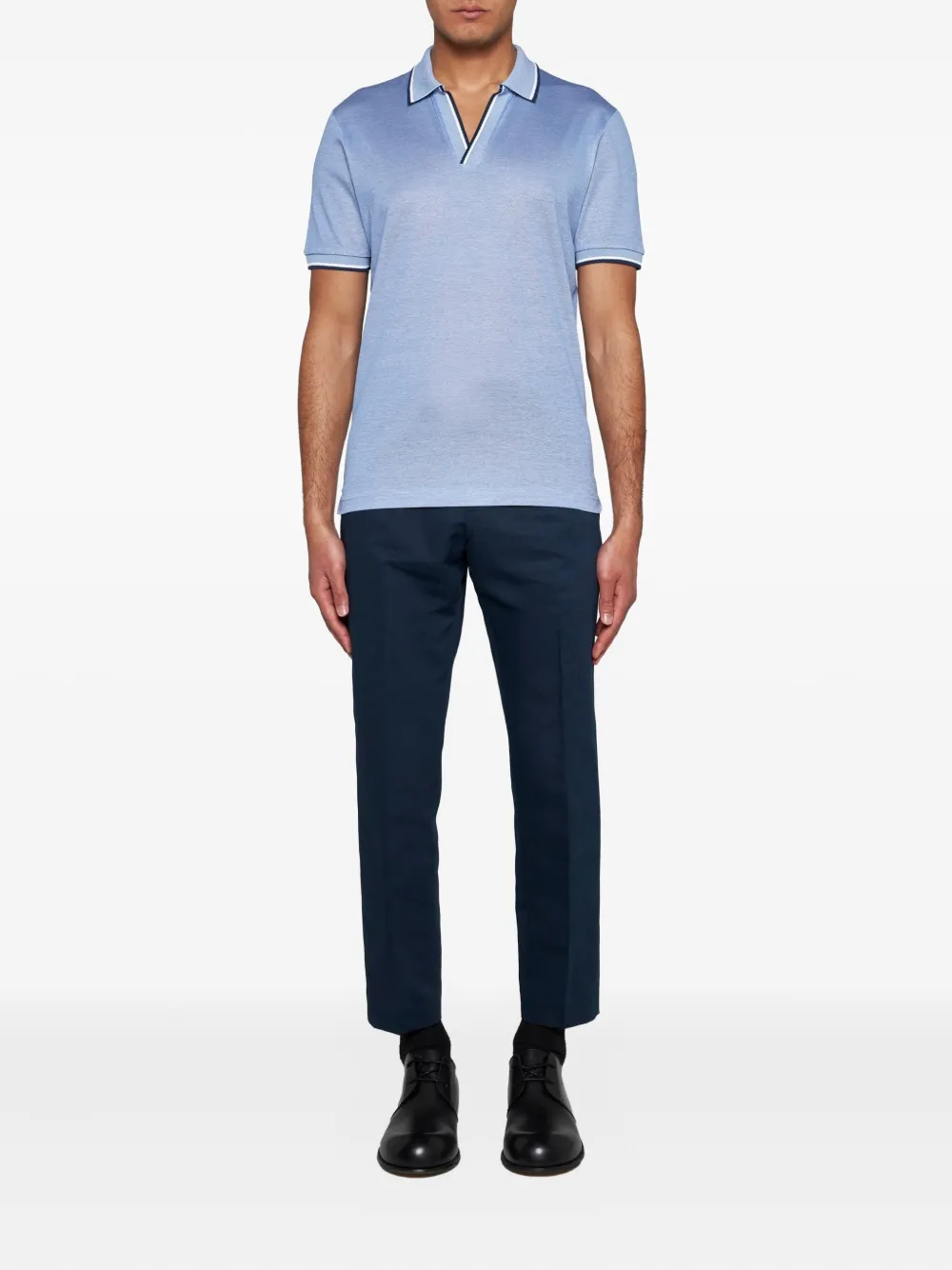 D4.0 tipped-collar polo shirt - Blauw