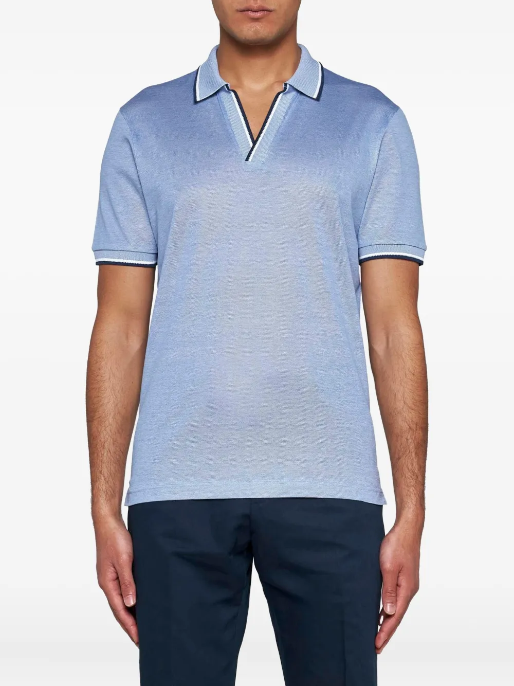 D4.0 tipped-collar polo shirt Blauw