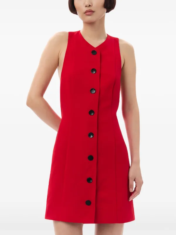 GANNI knot-detail button-up Minidress | Red | FARFETCH