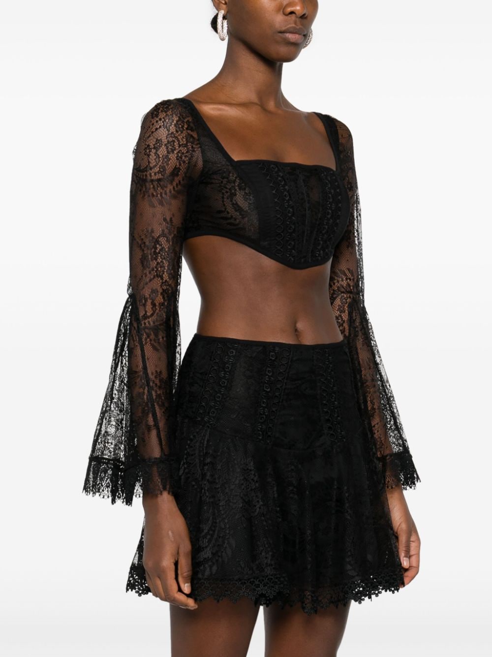 Shop Charo Ruiz Niky Lace Cropped Top In Black