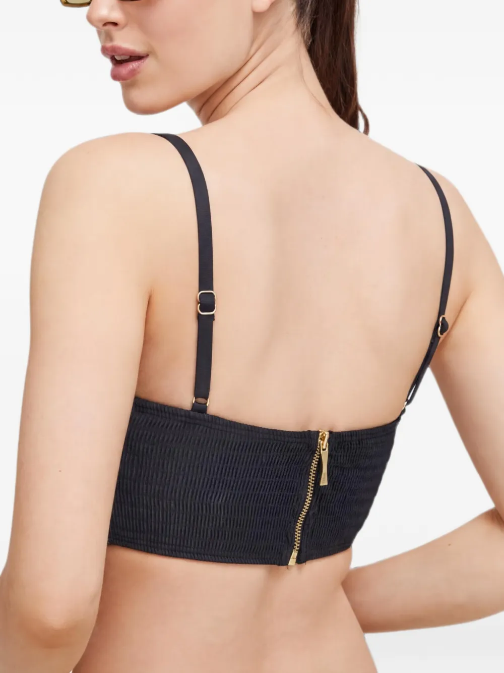 Kate Spade Bikini met gesmockte rug en rits Zwart
