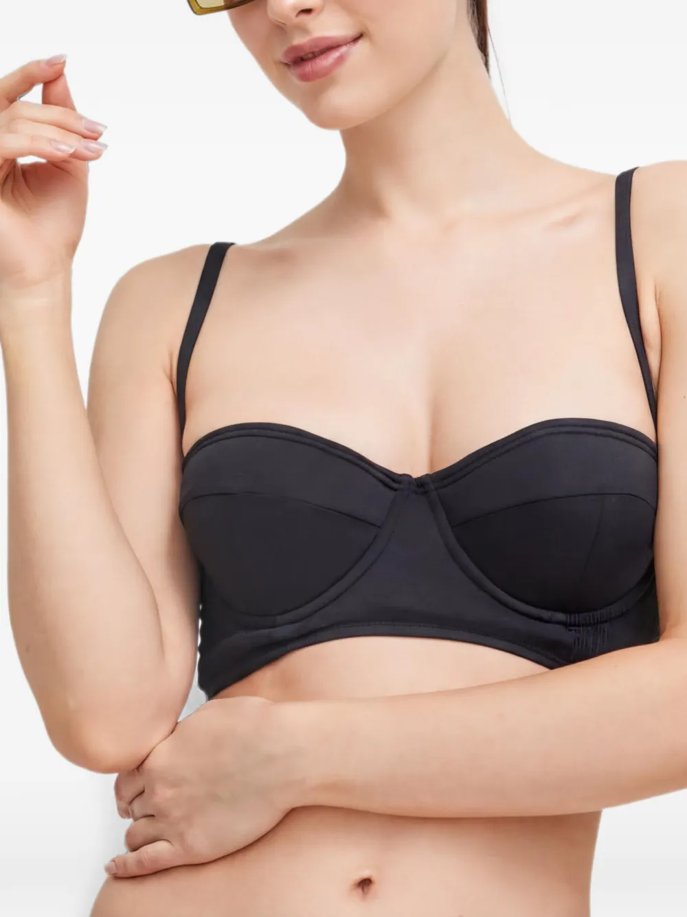 Kate Spade Bikini met gesmockte rug en rits Zwart