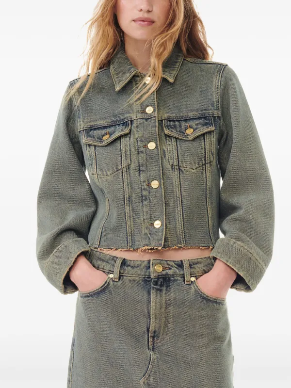 GANNI カットオフエッジ デニムジャケット | グレー | FARFETCH JP