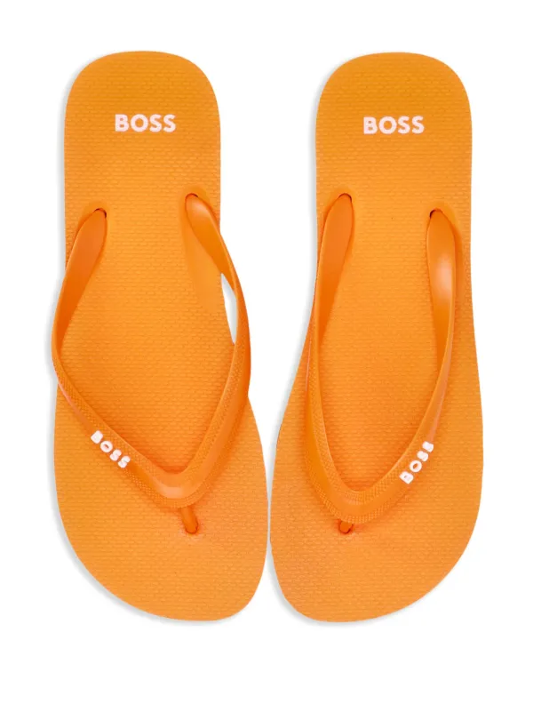 BOSS logo applique Flip Flops Orange FARFETCH IN