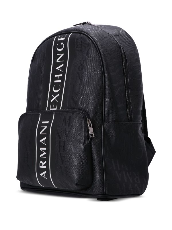 Armani Exchange logo-print stripe-detail Backpack - Farfetch