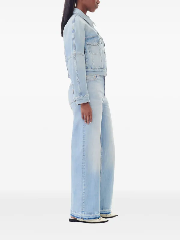 GANNI　ガニー　バルーンスリーブ　デニムジャケット　Gジャン　ライトブルー GANNI Cropped Denim Jacket | Blue | FARFETCH UK