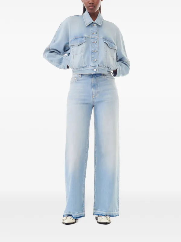 GANNI ガニー クロップドデニムジャケット GANNI クロップド デニムジャケット | ブルー | FARFETCH JP