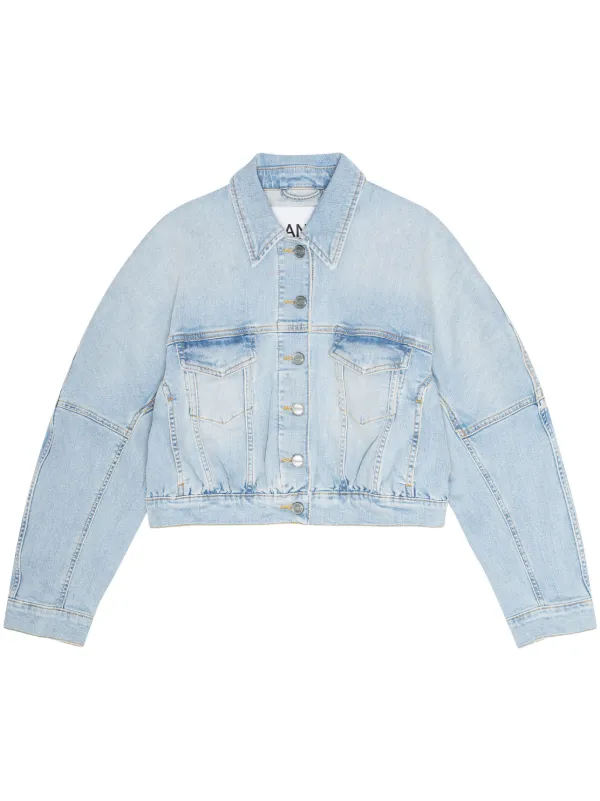 GANNI ガニー クロップドデニムジャケット GANNI クロップド デニムジャケット | ブルー | FARFETCH JP