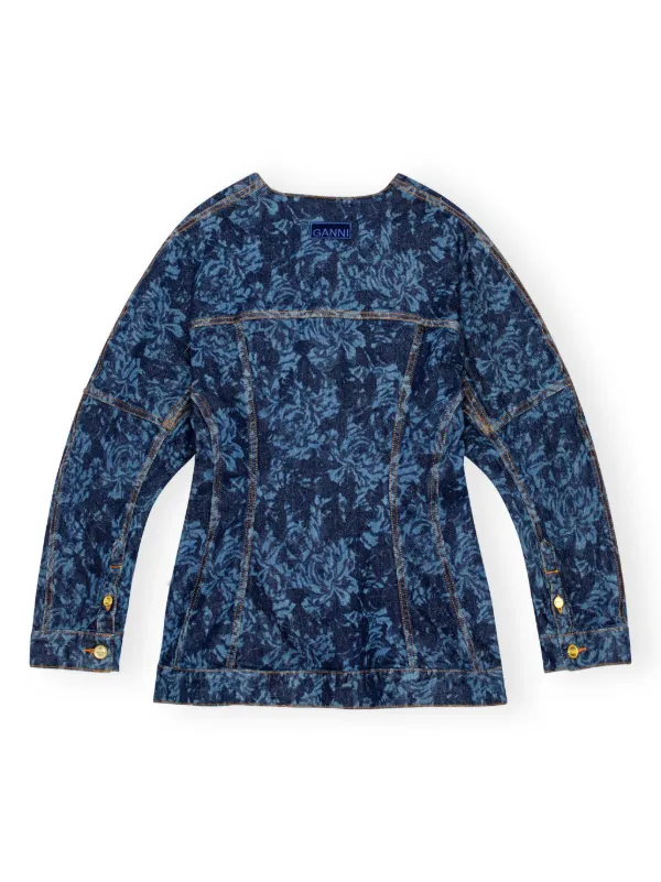 【GANNI】プリント デニム ジャケット ＊関税/送料込み GANNI floral-print Denim Jacket | Blue | FARFETCH JO
