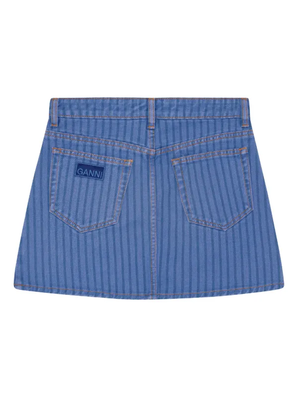Ganni(ガニー)ミニスカート デニム ストライプ ラップ GANNI ストライプ デニムスカート | ブルー | FARFETCH JP