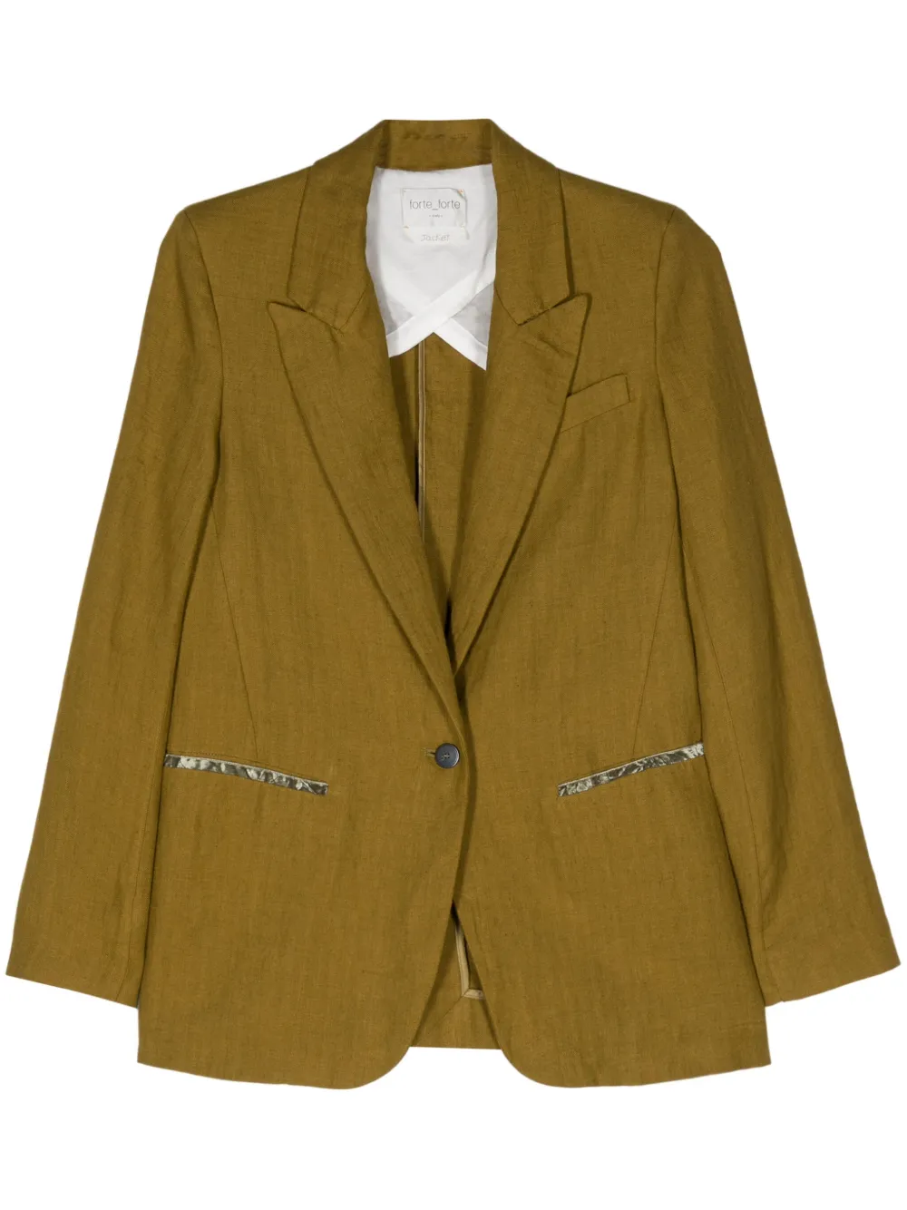 Forte Linnen blazer met enkele rij knopen Groen