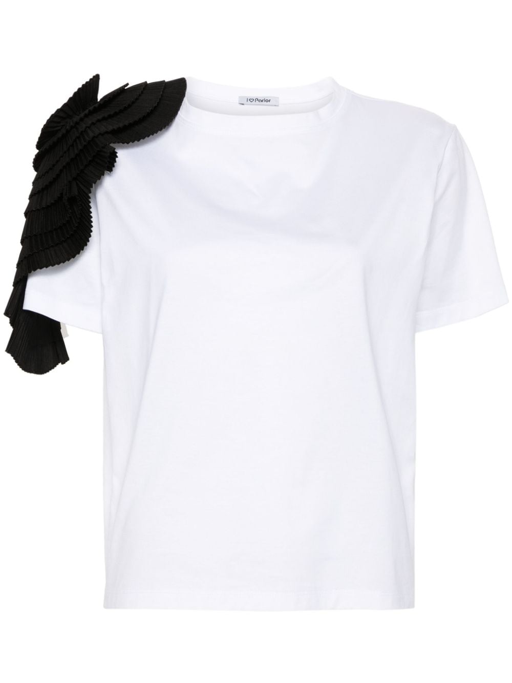 plissé-appliqué cotton T-shirt
