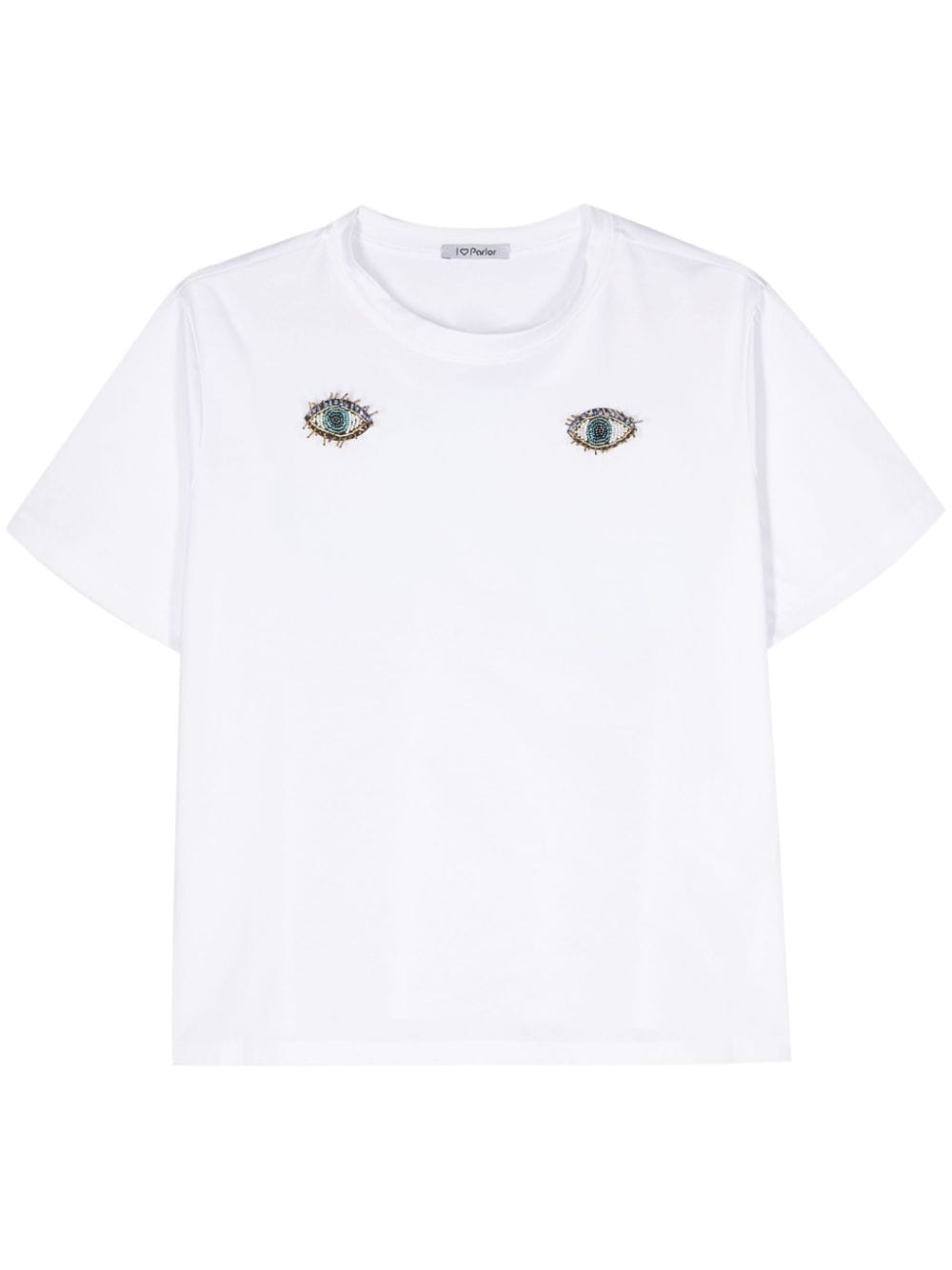 Parlor Katoenen T-shirt met oogpatch Wit