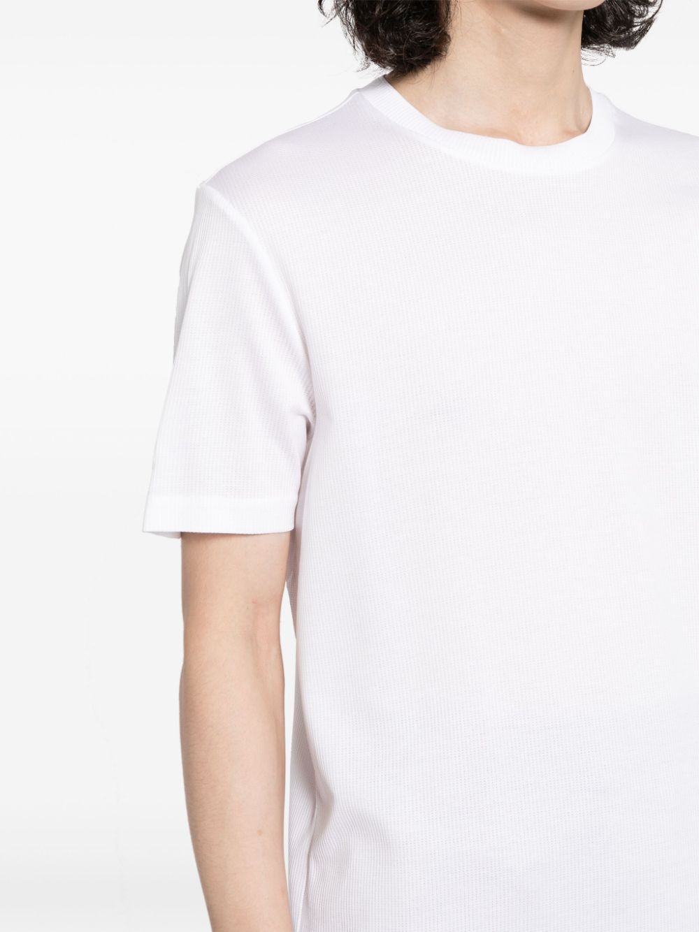 Shop Hugo Boss Ribbed Cotton T-shirt In White