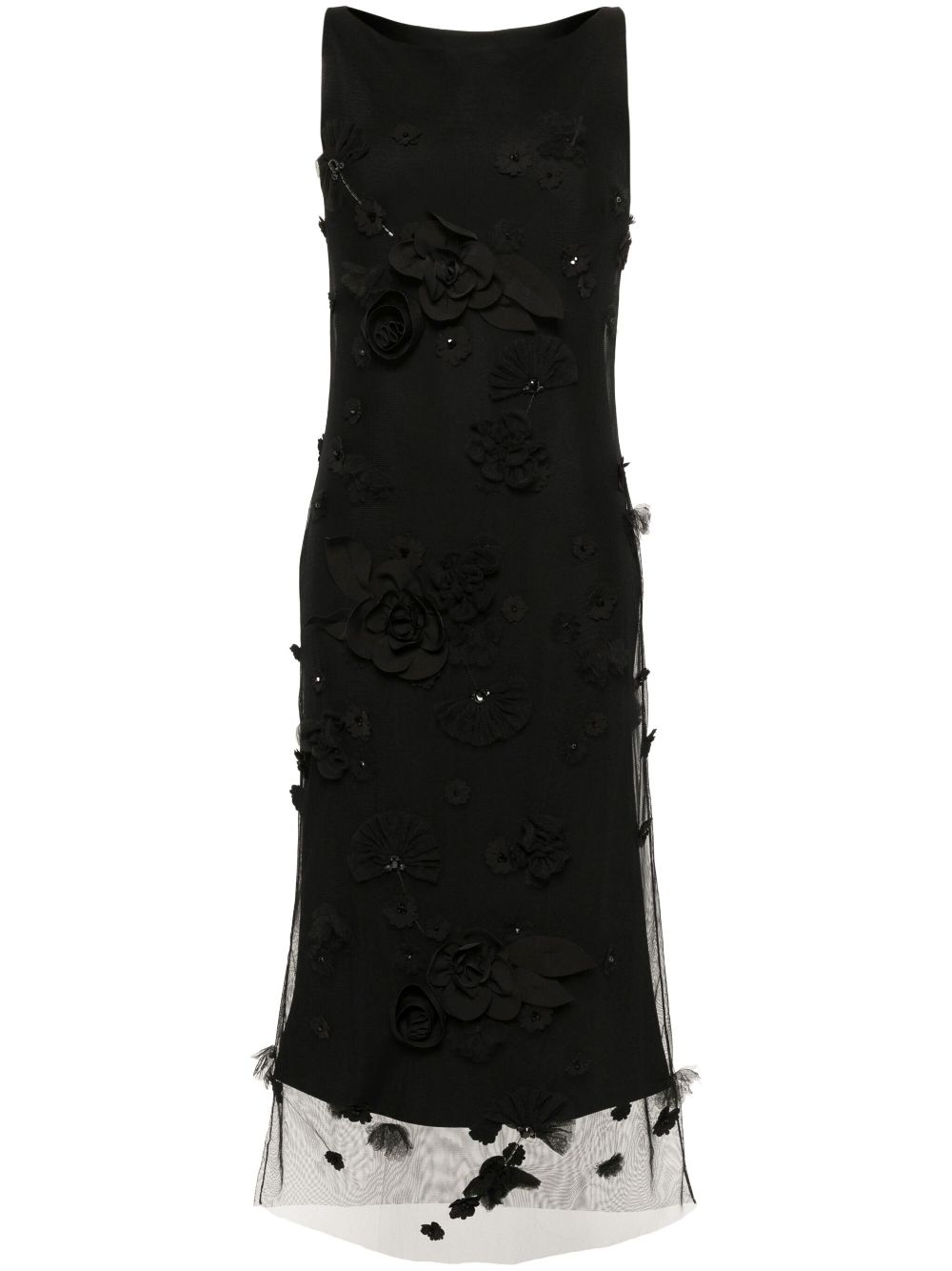 Viktor & Rolf floral-appliqué dress - Black